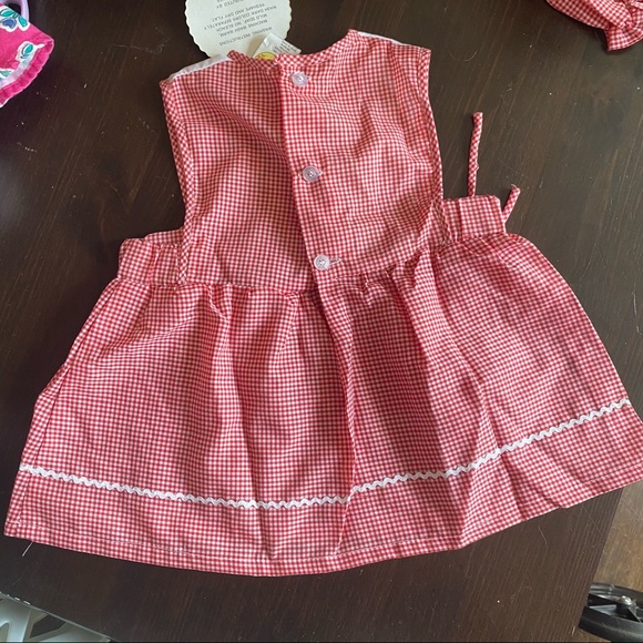 Tuff cookies gingham pattern red jumper dress with bloomers NWT vintage 12 month - Picture 7 of 8